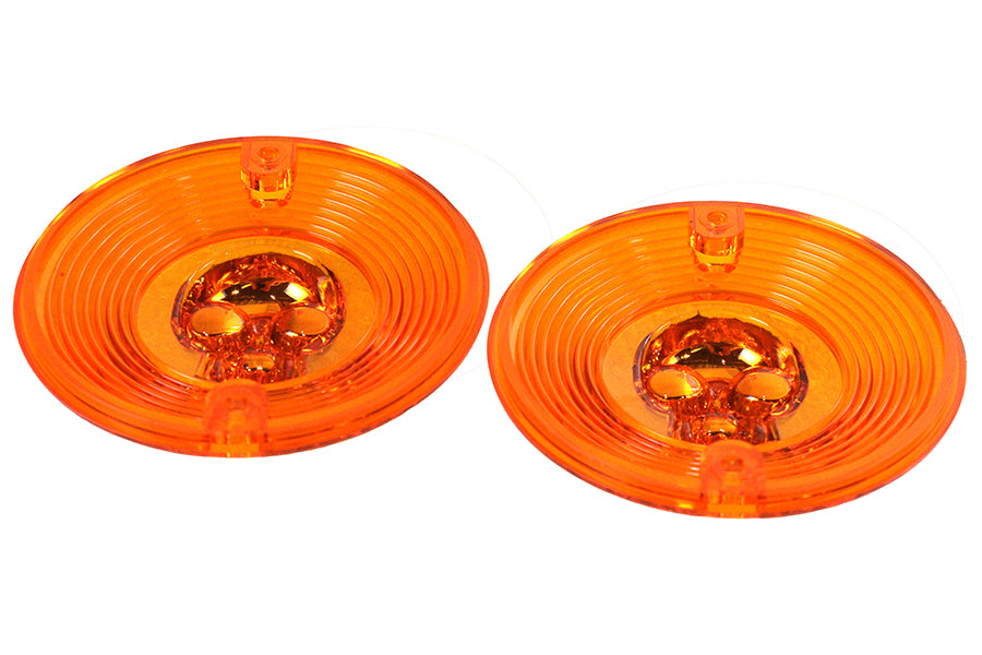 HARLEY Blinkerglas-Set mit Totenkopf, Bernstein, passend für FLT ab 1986,