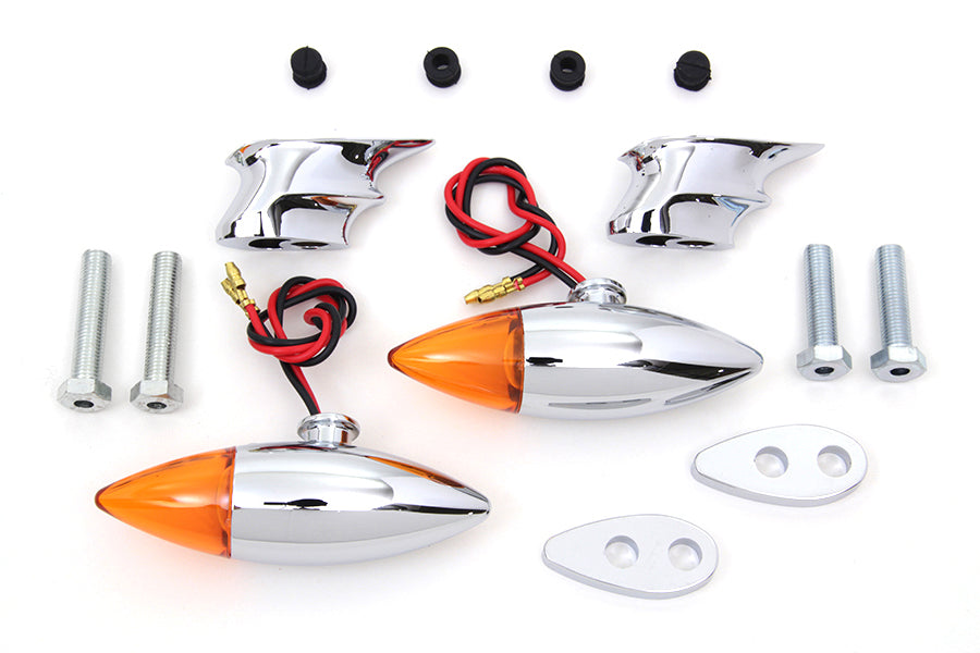 Harley Chrom Torpedo Kugelstil Markierungsleuchten-Set passend für 0- Custom-Anwendungen