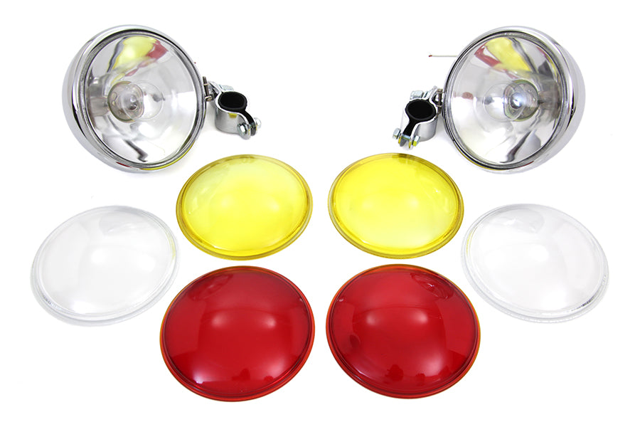 HARLEY Chrom-Zusatzscheinwerfer-Set passend für 1949-1963 FL,