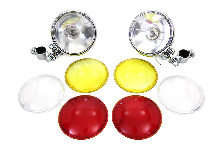 HARLEY Chrom-Zusatzscheinwerfer-Set passend für 1949-1963 FL,