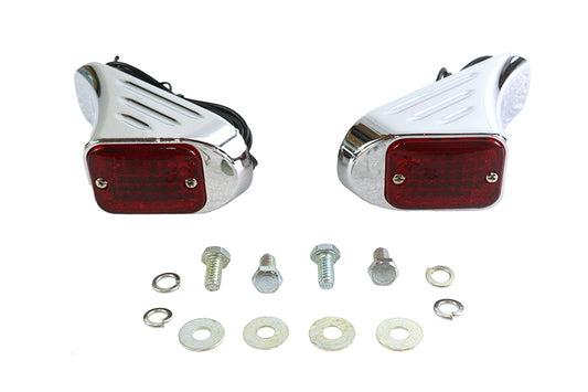 HARLEY Flush Deco Marker Lamp Set with Red Lens Fits 0-  Custom, application for flush mounting