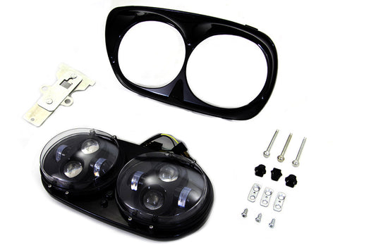 HARLEY Black Dual LED Headlamp Unit fits 2004-2013 FLTR,