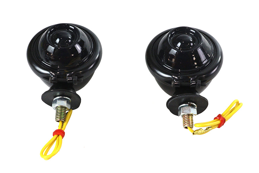 HARLEY schwarzes Blinker Set Bullet mit getöntem Glas passend für 0- Custom, Anwendung