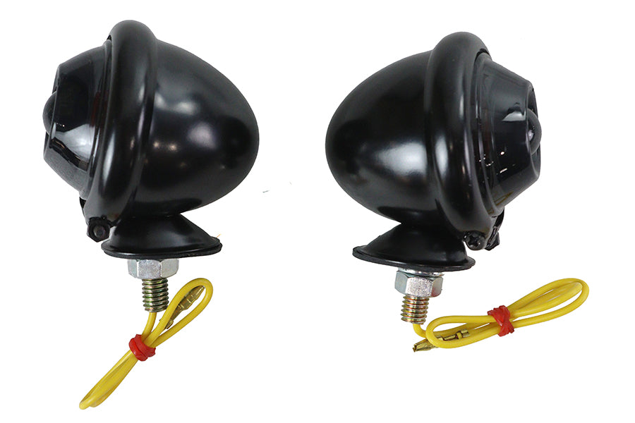 HARLEY schwarzes Blinker Set Bullet mit getöntem Glas passend für 0- Custom, Anwendung