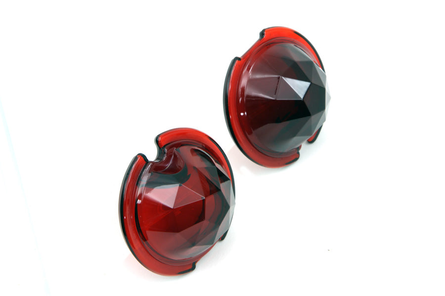 HARLEY Rücklicht-Glasscheibe, facettiert, rot, passend für FL 1949–1985,