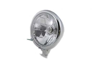 HARLEY Chrome 5-3/4 inch Round Faceted Headlamp Assembly fits 0-  Custom,