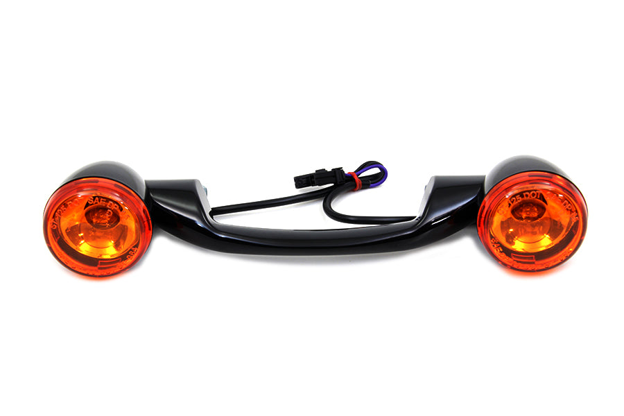 HARLEY Black Revox Turn Signal Bar with Lamps fits 2000-2017 FLST,  1999-UP FLT,  1999-UP FLHT,  1999-UP FLHR,  2013-UP FLHTC,  2013-UP FLHRC,  2013-UP FLHTK,  2013-UP FLHTCU,  2000-2017 FLSTC,