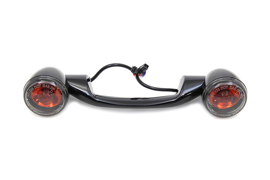 HARLEY Black Revox Turn Signal Bar with Lamps fits 2000-2017 FLST,  1999-UP FLT,  1999-UP FLHT,  1999-UP FLHR,  2013-UP FLHTC,  2013-UP FLHRC,  2013-UP FLHTK,  2013-UP FLHTCU,  2000-2017 FLSTC,