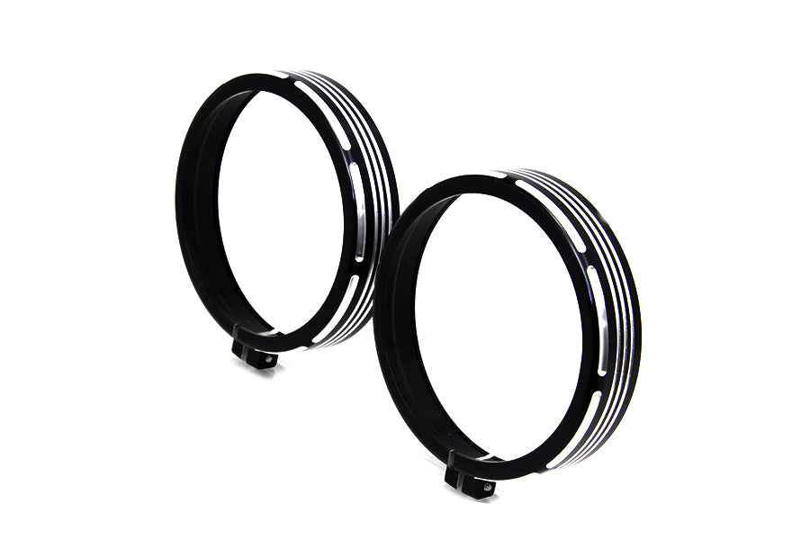 HARLEY Billet Spotlamp Trim Set Black Fits 1962-UP FL,   1962-UP FL,