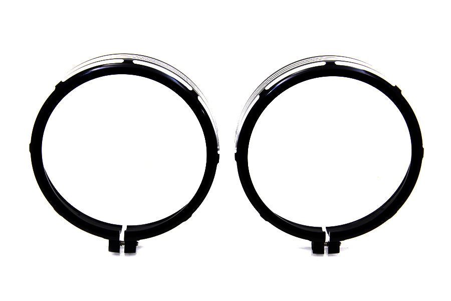 HARLEY Billet Spotlamp Trim Set Black Fits 1962-UP FL,   1962-UP FL,