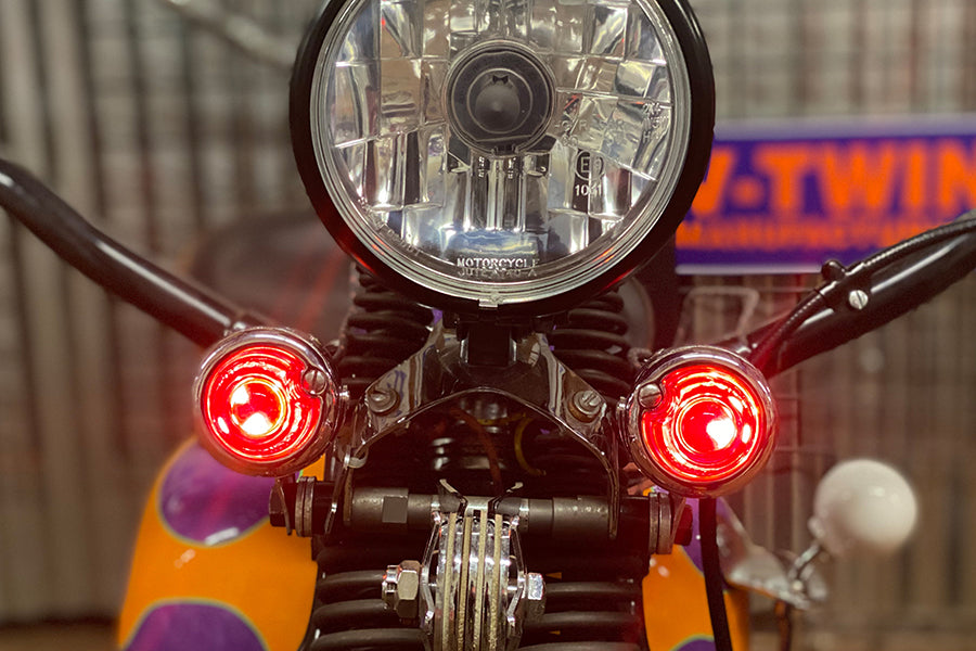 HARLEY Replica Guide Bullet Marker Lamp Set Red fits 1948-1984 FL,   1948-1984 FLH,   1941-1947 FL,
