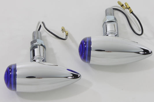 HARLEY Mini LED Bullet Blue Lens Marker Lamp Set Fits 0-  Custom, application