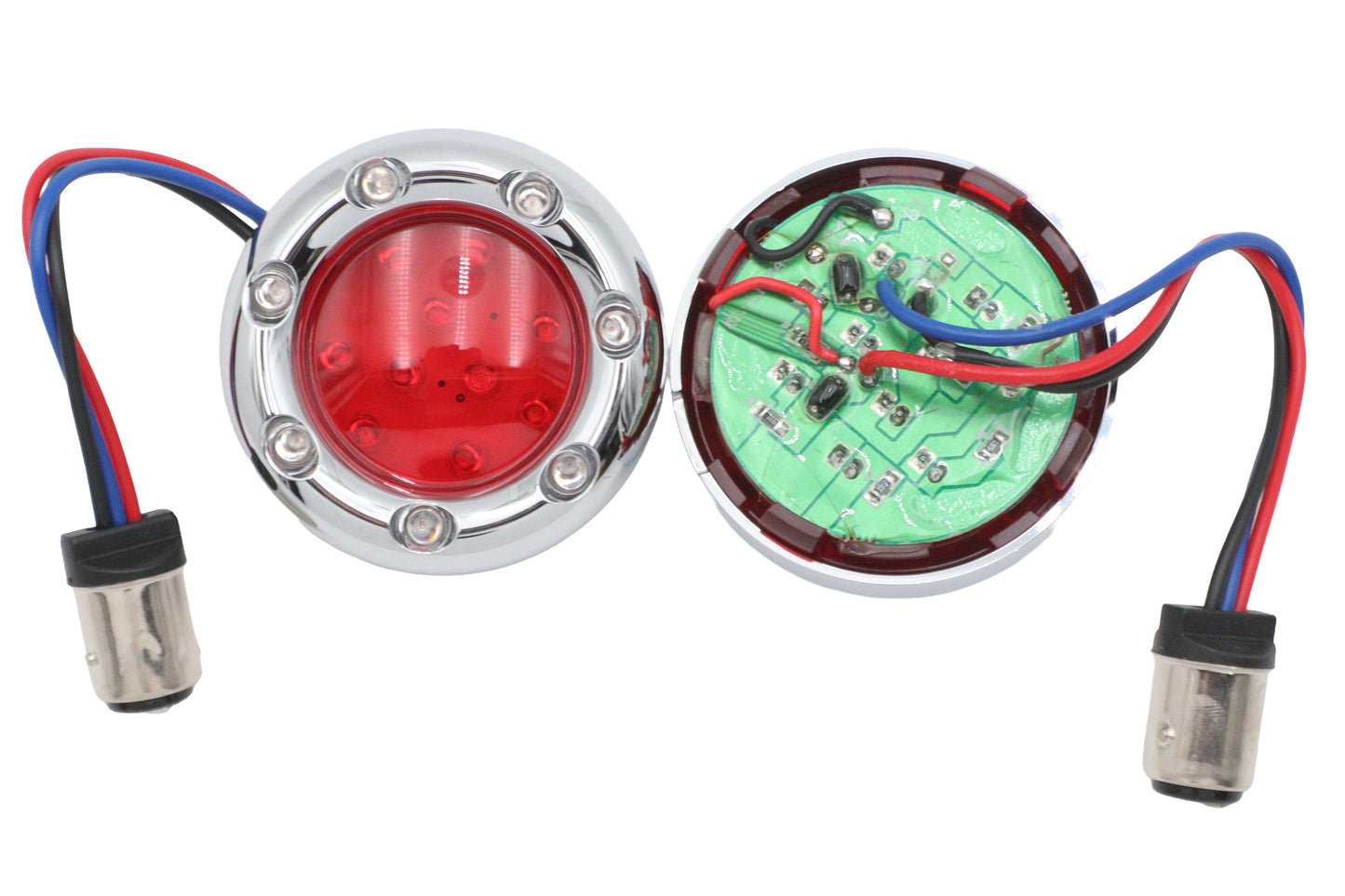 HARLEY Chrom-LED-Blinkerblende mit rotem Glas, passend für 0- Custom, Anwendung