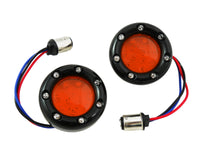 HARLEY Schwarze LED-Blinkerrahmeneinfassung mit roter Linse Passt 0- Custom, Anwendung