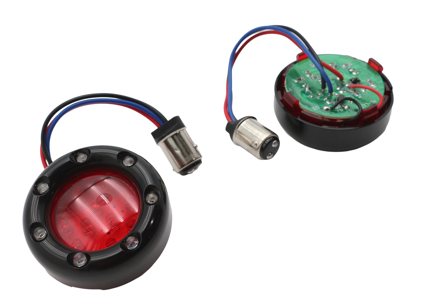 HARLEY Schwarze LED-Blinkerrahmeneinfassung mit roter Linse Passt 0- Custom, Anwendung