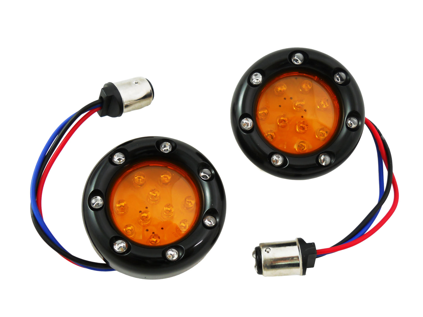 HARLEY Schwarze LED Blende für Blinker mit gelbem Glas Passt 0- Custom, Anwendung