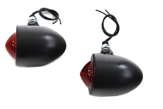 HARLEY Black Bullet Marker Lamp Set with Red Lens Fits 0-  Custom, application