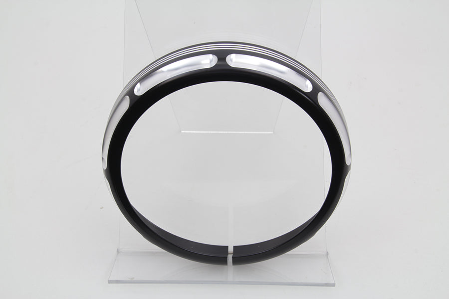 HARLEY 7 inch Black Anodize Burst Headlamp Trim Ring fits 1993-2013 FLT,