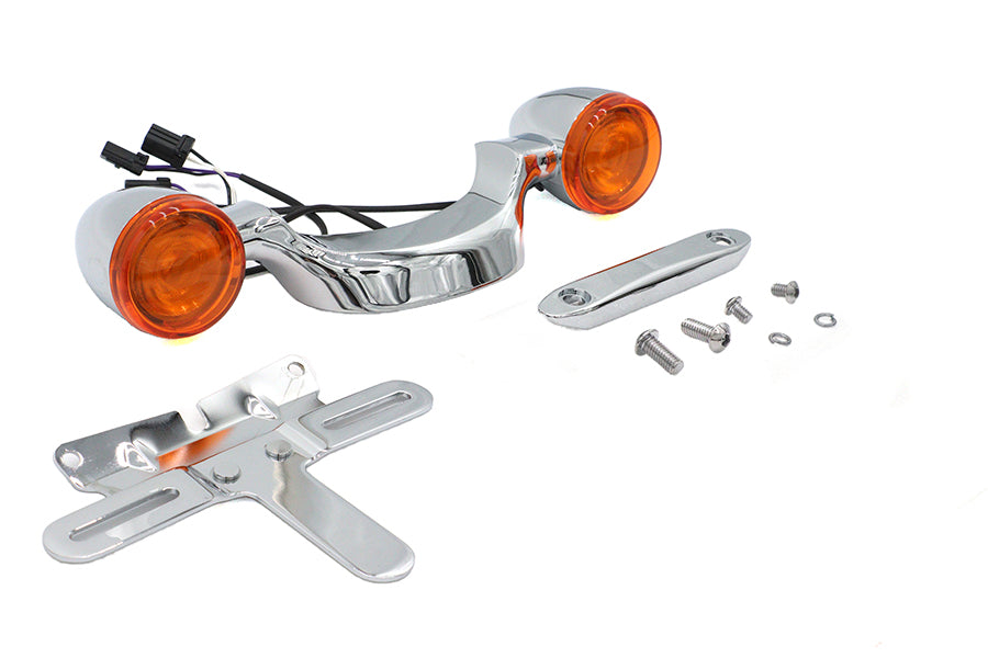 HARLEY Chrom Bullet Heckblinkerträger und Kennzeichenhalter Passend für 1999–2008 FLHR, 1999–2008 FLHT,