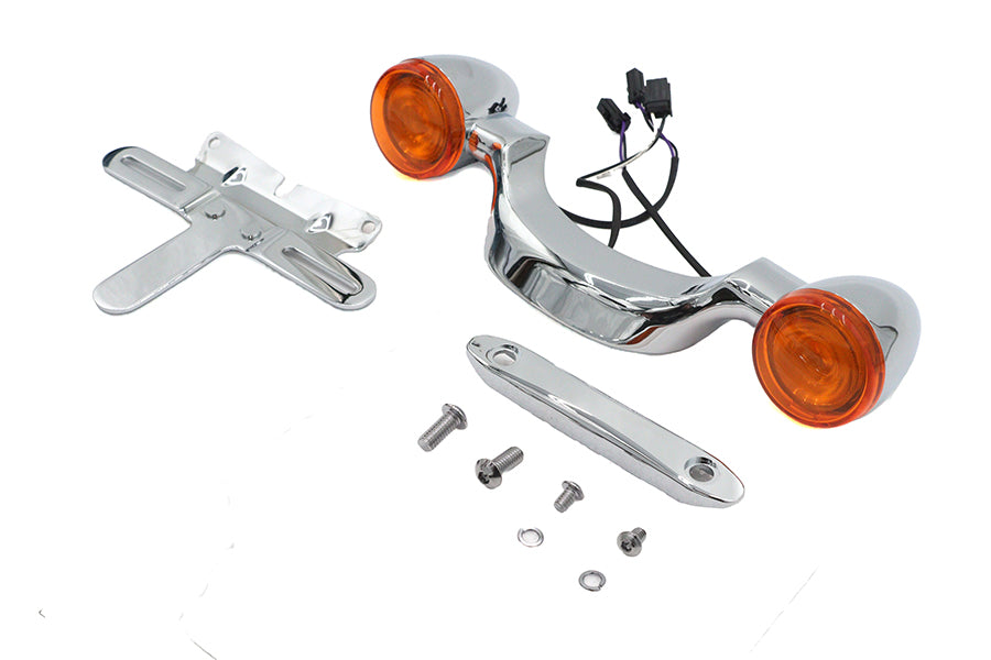 HARLEY Chrom Bullet Heckblinkerträger und Kennzeichenhalter Passend für 1999–2008 FLHR, 1999–2008 FLHT,