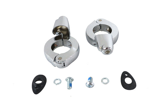 HARLEY Chrome Front Turn Signal Relocation Kit 39mm Forks Fits 0-  Custom, Application