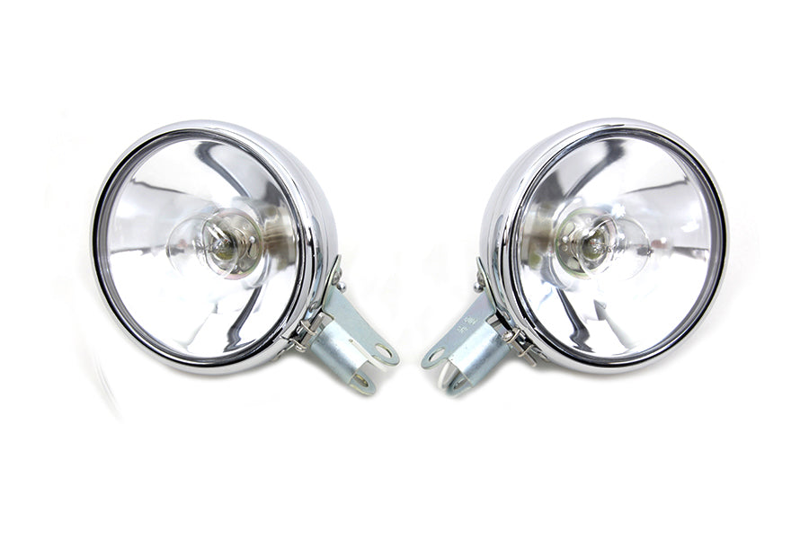HARLEY Replica Chrome Guide Spotlamp Set 6 Volt fits 1938-1940 EL,   1941-1957 FL,