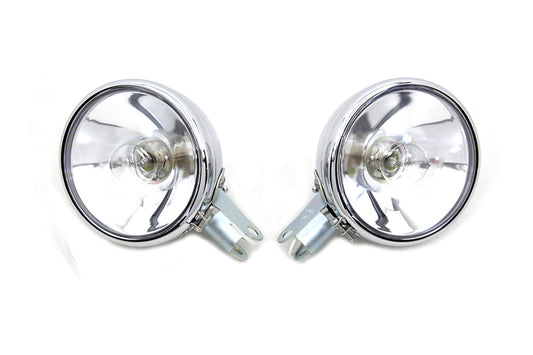 HARLEY Replica Chrome Guide Spotlamp Set 6 Volt fits 1938-1940 EL,   1941-1957 FL,
