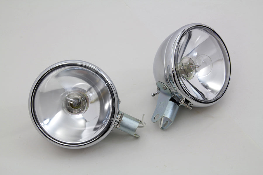 HARLEY Replica Chrome Guide Spotlamp Set 6 Volt fits 1938-1940 EL,   1941-1957 FL,