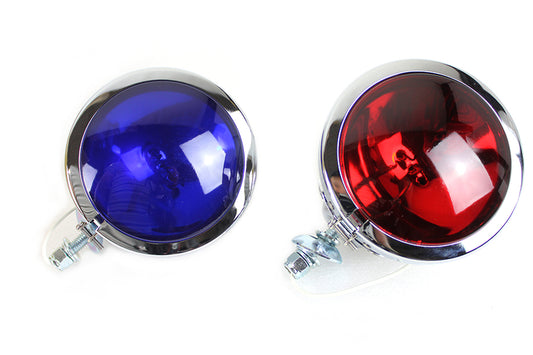 HARLEY Red and Blue Police Spotlamp Set fits 1949-1984 FL,