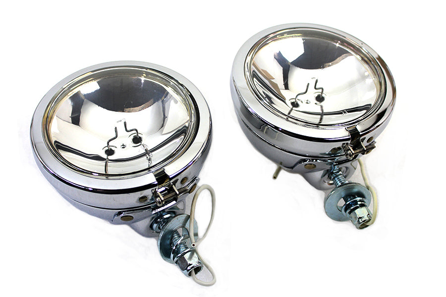 HARLEY Chrom 4-1/2 Zoll Zusatzscheinwerfer Set mit klarer 6 Volt Glühbirne Passend für 0- Custom, Anwendung