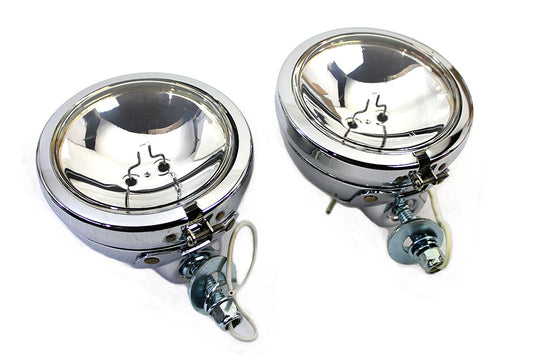HARLEY Chrome 4-1/2 inch Spotlamp Set with Clear 6 Volt Bulb Fits 0-  Custom, application