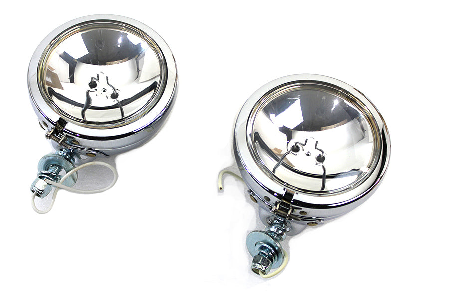 HARLEY Chrom 4-1/2 Zoll Zusatzscheinwerfer Set mit klarer 6 Volt Glühbirne Passend für 0- Custom, Anwendung