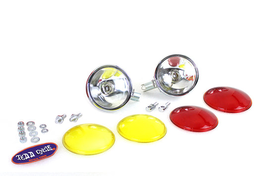HARLEY Replica Chrome Guide Spotlamp Set 6 Volt fits 1938-1940 EL,   1941-1957 FL,