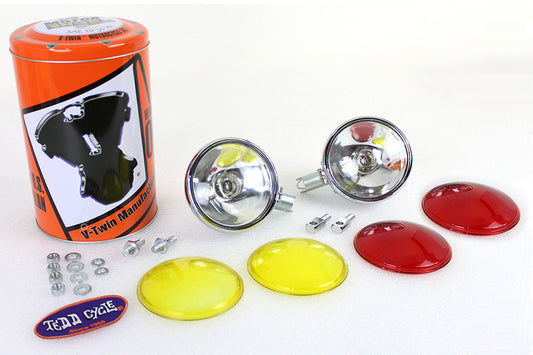 HARLEY Replica Chrome Guide Spotlamp Set 6 Volt fits 1938-1940 EL,   1941-1957 FL,
