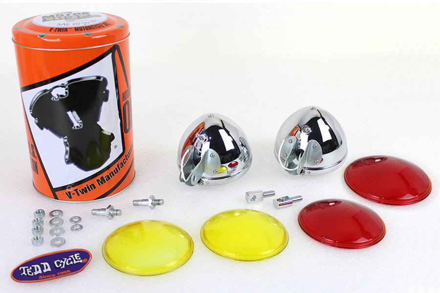 HARLEY Replica Chrome Guide Spotlamp Set 6 Volt fits 1938-1940 EL,   1941-1957 FL,