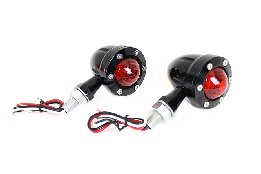 HARLEY LED Bullet Blinker Set Schwarz mit rotem Glas Passend für 0-  Custom, Anwendung