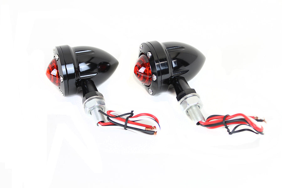 HARLEY LED Bullet Blinker Set Schwarz mit rotem Glas Passend für 0-  Custom, Anwendung