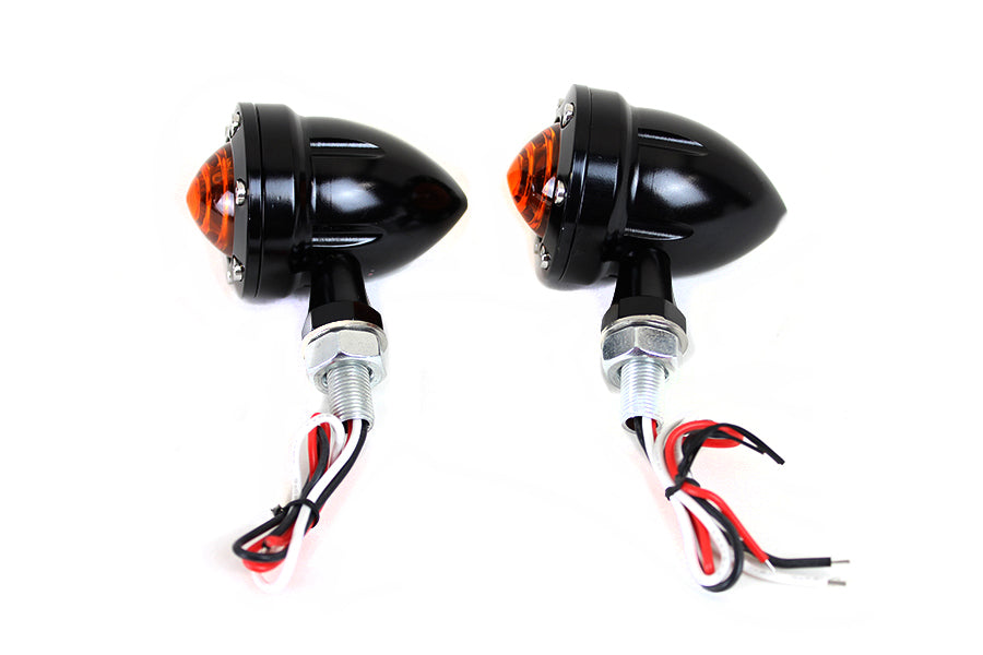 HARLEY LED Bullet Blinker-Set Schwarz mit gelber Linse Passend für 0-  Custom, Anwendung