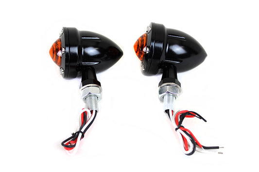 HARLEY LED Bullet Turn Signal Set Black with Amber Lens Fits 0-  Custom, application