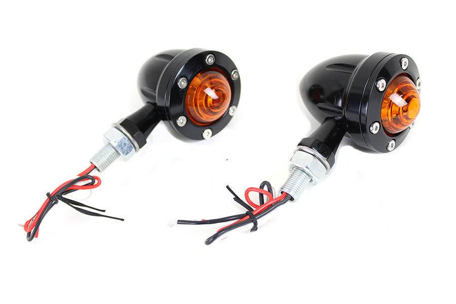 HARLEY LED Bullet Blinker-Set Schwarz mit gelber Linse Passend für 0-  Custom, Anwendung