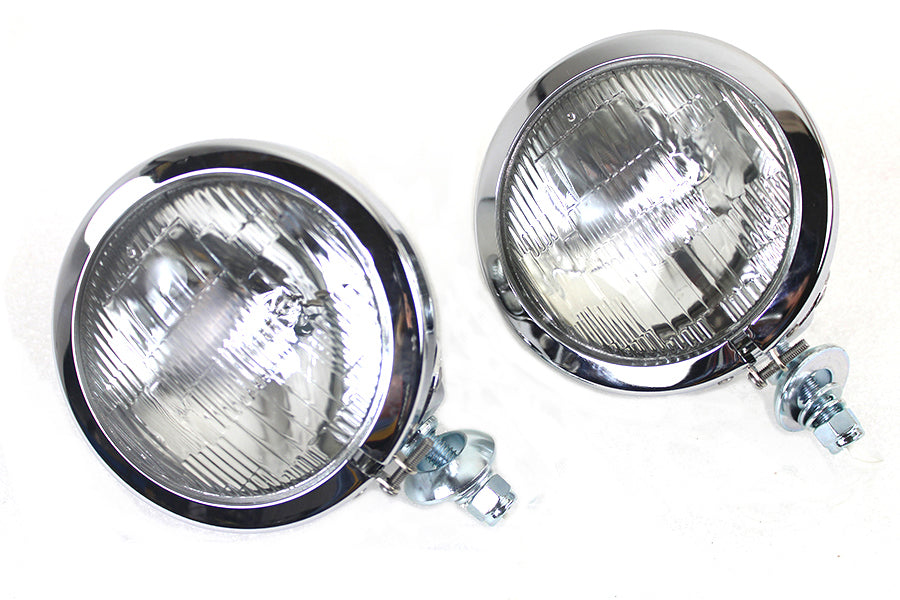 HARLEY 4-1/2 Zoll Fluted Spotlampen-Set mit 12 Volt Glühbirne Passend für 1964-1984 FL, 1979-UP FLT, 1979-UP