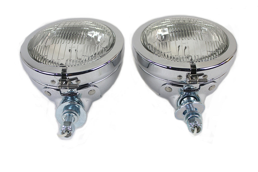 HARLEY 4-1/2 Zoll Fluted Spotlampen-Set mit 12 Volt Glühbirne Passend für 1964-1984 FL, 1979-UP FLT, 1979-UP