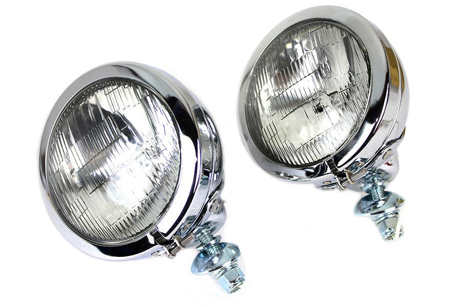 HARLEY 4-1/2 Zoll geriffeltes Linsen-Zusatzscheinwerfer-Set mit 6 Volt Glühbirne Passend für 1964-1984 FL, 1979-UP FLT, 1979