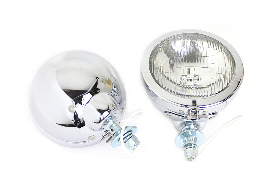 HARLEY 4-1/2 Zoll geriffeltes Linsen-Zusatzscheinwerfer-Set mit 6 Volt Glühbirne Passend für 1964-1984 FL, 1979-UP FLT, 1979
