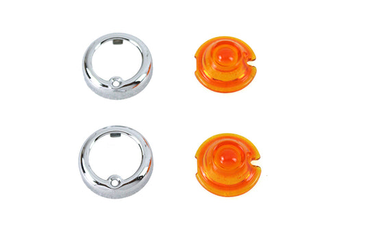HARLEY Replica Guide Bullet Marker Lamp Set Amber fits 1941-1984 FL,   1948-1984 FLH,