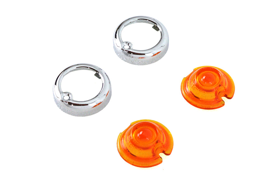 HARLEY Replica Guide Bullet Marker Lamp Set Amber fits 1941-1984 FL,   1948-1984 FLH,