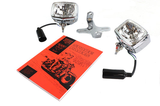 HARLEY Dual Rectangular Headlamp Kit Chrome Fits 0-  Custom, application