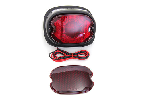 HARLEY Replica Primer Tail Lamp with Red Glass Lens fits 1955-1972 FL,   1957-1972 XL,