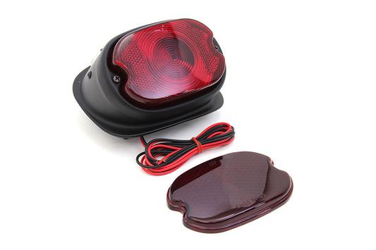 HARLEY Replica Primer Tail Lamp with Red Glass Lens fits 1955-1972 FL,   1957-1972 XL,