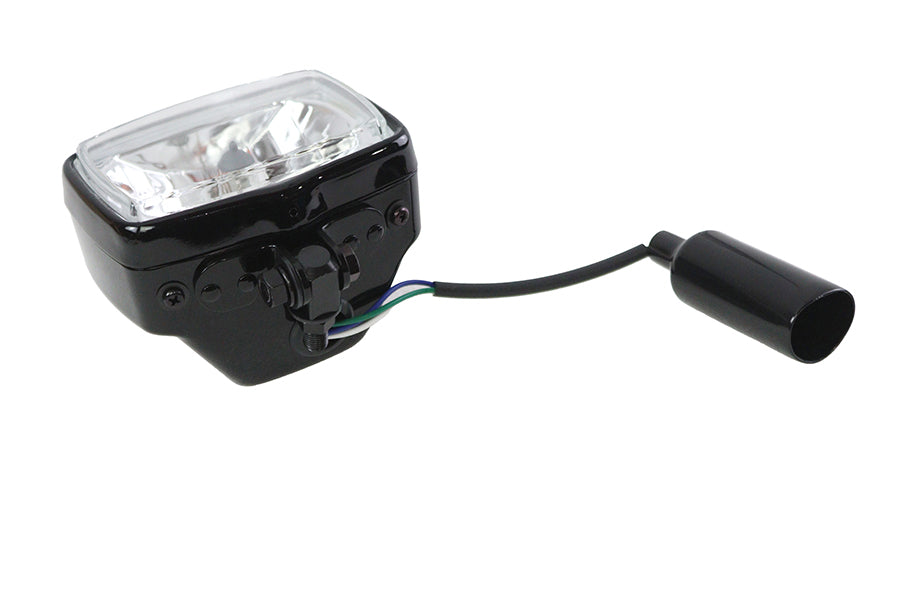 HARLEY 12 Volt Chopper Rectangular Headlamp Black fits 0-  Custom,